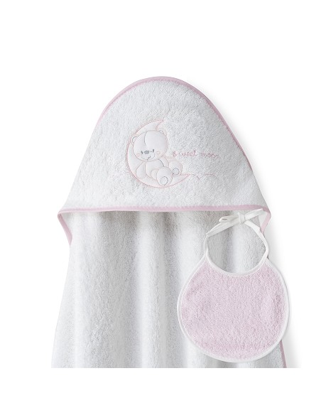 Capa Baño 1X1 Mod Sweet Moon+Babero Bco/Rosa