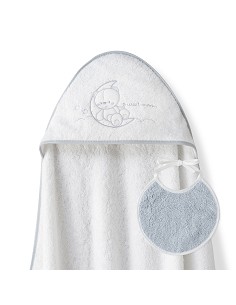 Capa Baño 1X1 Mod Sweet Moon+Babero Bco/Gris