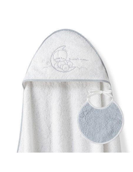 Capa Baño 1X1 Mod Sweet Moon+Babero Bco/Gris