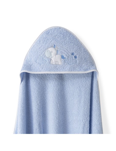 Capa Baño 1X1 Mod Unicornio Nubes+Babero Azul