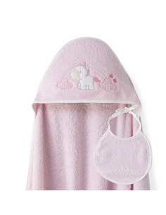 Capa Baño 1X1 Mod Unicornio Nubes+Babero Rosa