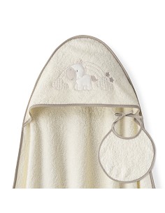 Capa Baño 1X1 Mod Unicornio Nubes+Babero Beig