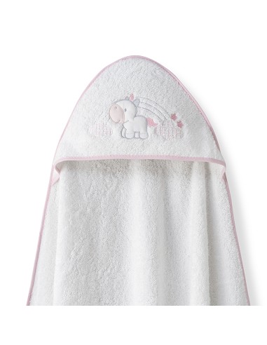 Capa Baño 1X1 Mod Unicornio Nubes+Babero Bco/Rosa