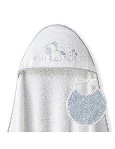 Capa Baño 1X1 Mod Unicornio Nubes+Babero Bco/Gris