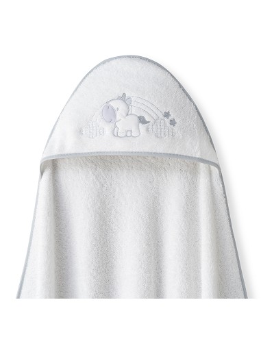 Capa Baño 1X1 Mod Unicornio Nubes+Babero Bco/Gris