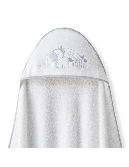 Capa Baño 1X1 Mod Unicornio Nubes+Babero Bco/Gris