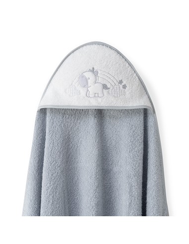 Capa Baño 1X1 Mod Unicornio Nubes+Babero Gris