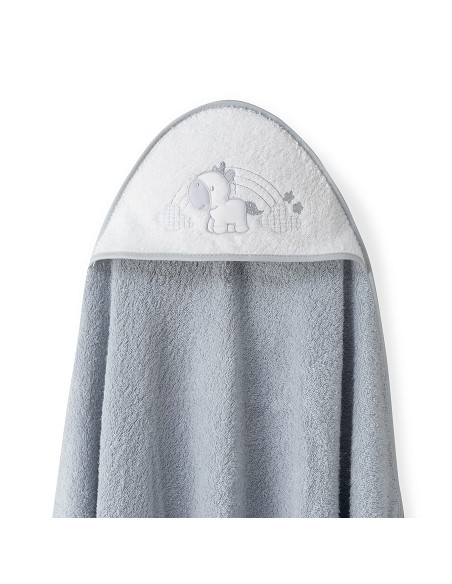 Capa Baño 1X1 Mod Unicornio Nubes+Babero Gris