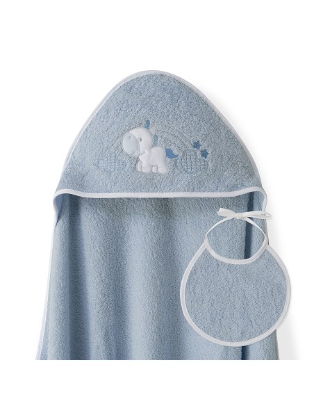 Capa Baño 1X1 Mod Unicornio Nubes+Babero Petroleo