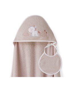 Capa Baño 1X1 Mod Unicornio Nubes+Babero Rosa Maquillaje