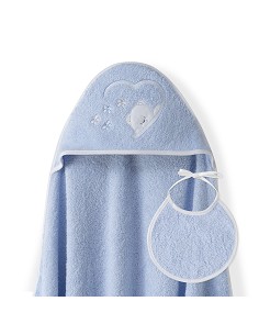 Capa Baño 1X1 Mod Oso Mariposas+Babero Azul