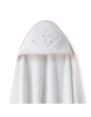 Capa Baño 1X1 Mod Oso Mariposas+Babero Bco/Rosa