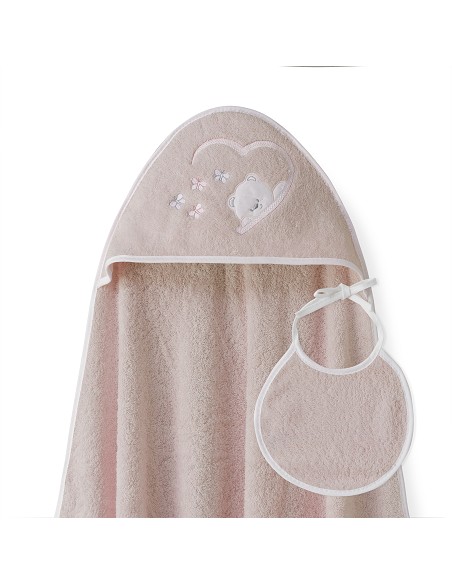 Capa Baño 1X1 Mod Oso Mariposas+Babero Rosa Maquillaje