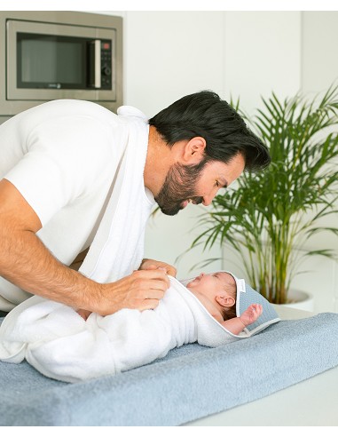 Capa de Baño Delantal Mod Nido de Abeja Bco/Azul