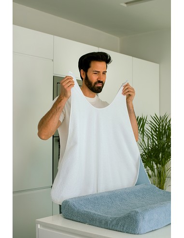 Capa de Baño Delantal Mod Nido de Abeja Bco/Rosa