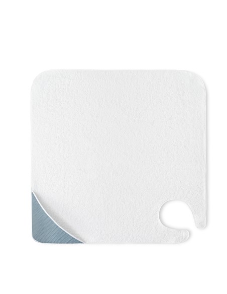 Capa de Baño Delantal Mod Nido de Abeja Bco/Petroleo