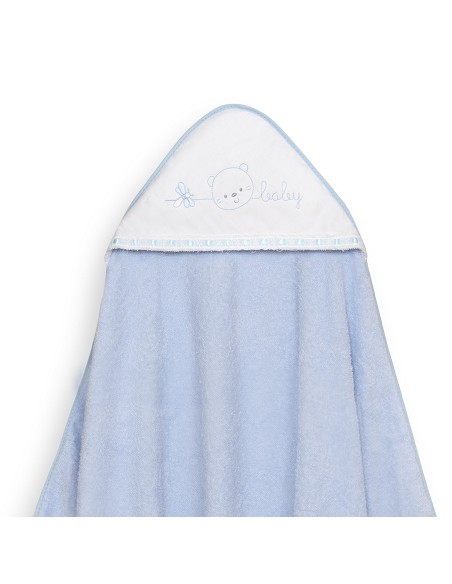 Capa Baño 1X1 Mod Cara Osito Baby Pasacinta+Babero Azul