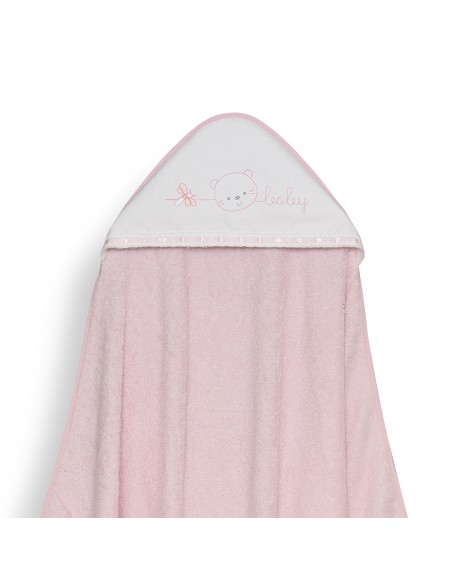 Capa Baño 1X1 Mod Cara Osito Baby Pasacinta+Babero Rosa