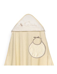 Capa Baño 1X1 Mod Cara Osito Baby Pasacinta+Babero Beig