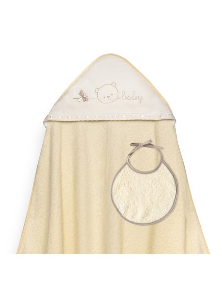Capa Baño 1X1 Mod Cara Osito Baby Pasacinta+Babero Beig
