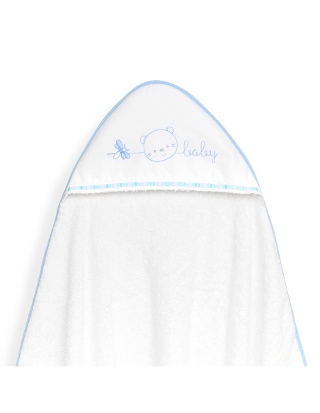 Capa Baño 1X1 Mod Cara Osito Baby Pasacinta+Babero Bco/Azul