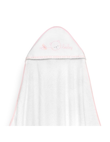 Capa Baño 1X1 Mod Cara Osito Baby Pasacinta+Babero Bco/Rosa