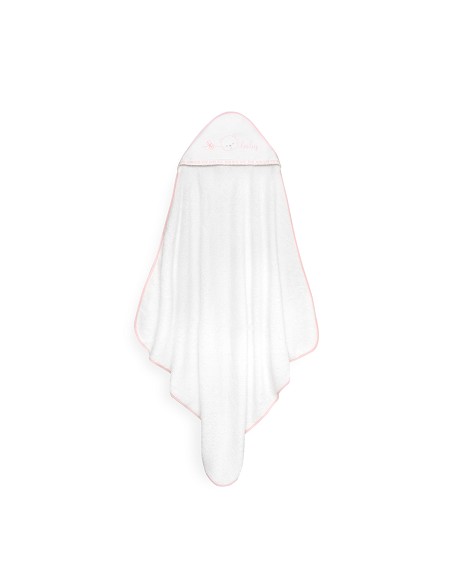 Capa Baño 1X1 Mod Cara Osito Baby Pasacinta+Babero Bco/Rosa