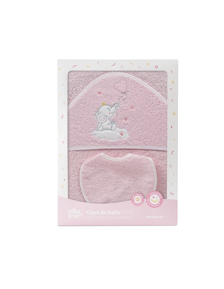 Capa Baño 1X1 Mod Elefante Globo Corazon Rosa