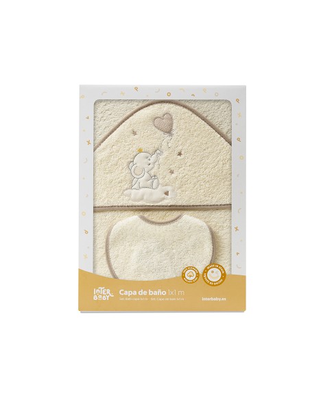 Capa Baño 1X1 Mod Elefante Globo Corazon Beig