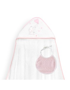 Capa Baño 1X1 Mod Elefante Globo Corazon Bco/Rosa