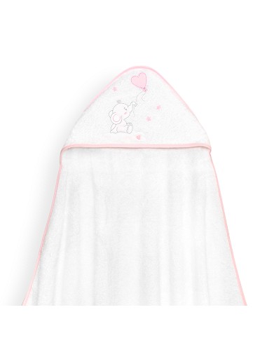 Capa Baño 1X1 Mod Elefante Globo Corazon Bco/Rosa