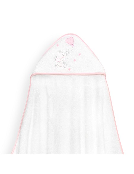Capa Baño 1X1 Mod Elefante Globo Corazon Bco/Rosa