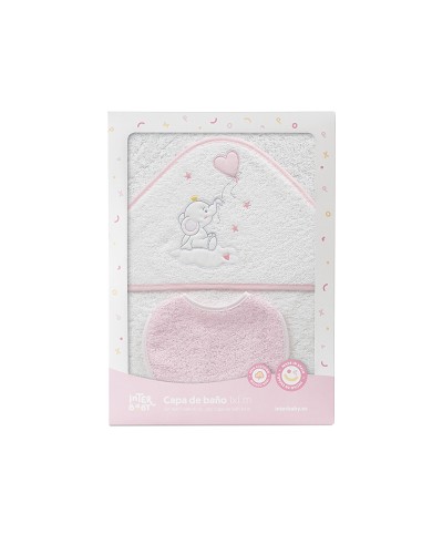 Capa Baño 1X1 Mod Elefante Globo Corazon Bco/Rosa