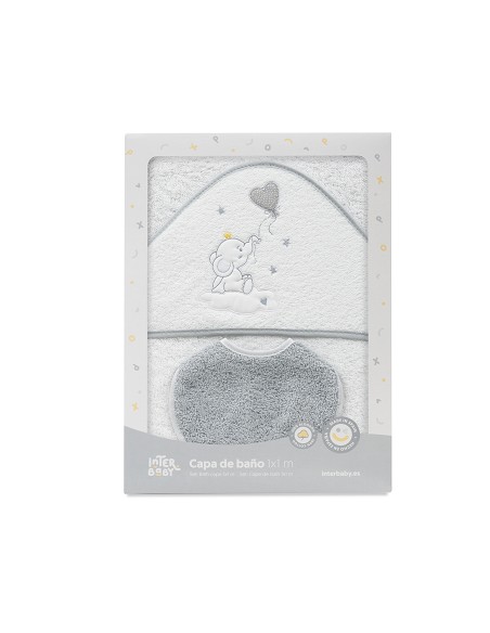 Capa Baño 1X1 Mod Elefante Globo Corazon Bco/Gris