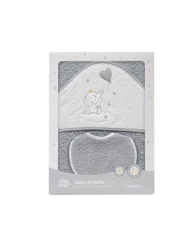 Capa Baño 1X1 Mod Elefante Globo Corazon Gris