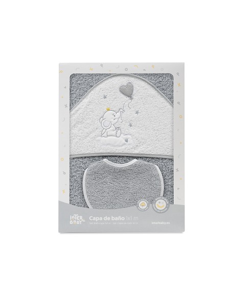 Capa Baño 1X1 Mod Elefante Globo Corazon Gris
