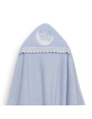 Capa Baño 1X1 Mod Osito Luna Guipur+Babero Azul