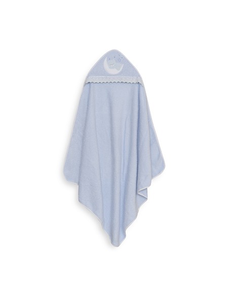 Capa Baño 1X1 Mod Osito Luna Guipur+Babero Azul