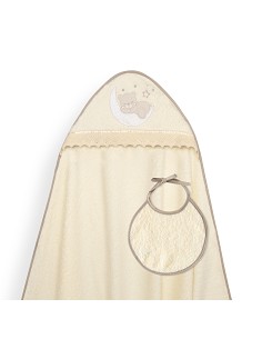 Capa Baño 1X1 Mod Osito Luna Guipur+Babero Beig