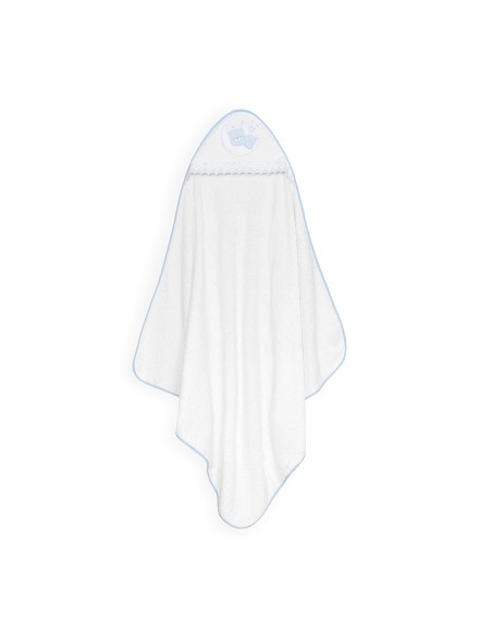 Capa Baño 1X1 Mod Osito Luna Guipur+Babero Bco/Azul