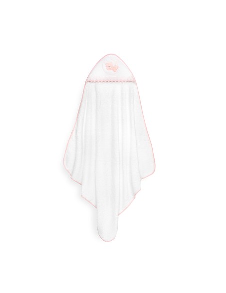 Capa Baño 1X1 Mod Osito Luna Guipur+Babero Bco/Rosa