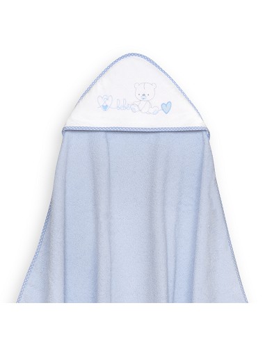 Capa Baño 1X1 Mod Corazones Bebe Osito+Babero Azul