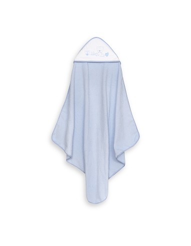 Capa Baño 1X1 Mod Corazones Bebe Osito+Babero Azul