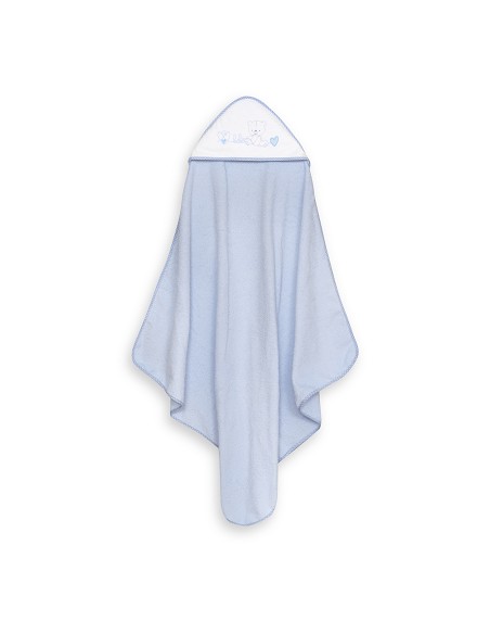 Capa Baño 1X1 Mod Corazones Bebe Osito+Babero Azul