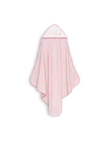 Capa Baño 1X1 Mod Corazones Bebe Osito+Babero Rosa
