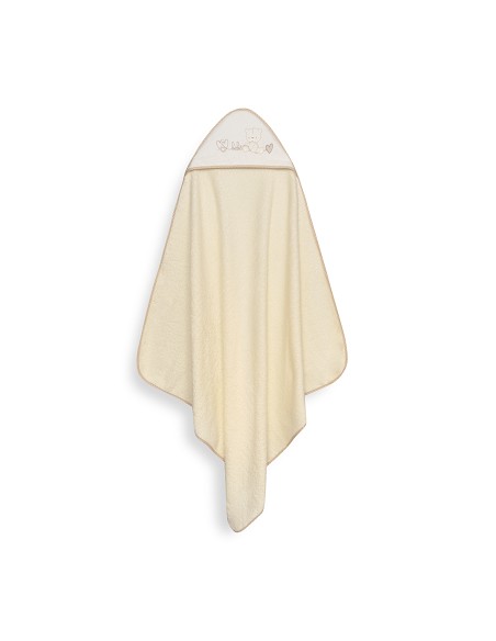 Capa Baño 1X1 Mod Corazones Bebe Osito+Babero Beig