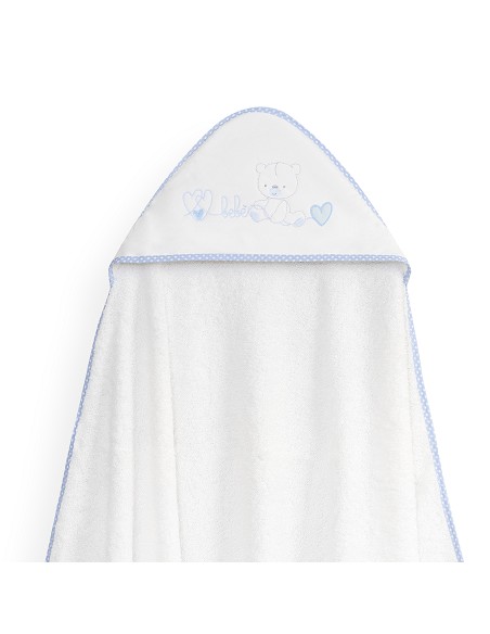 Capa Baño 1X1 Mod Corazones Bebe Osito+Babero Bco/Azul
