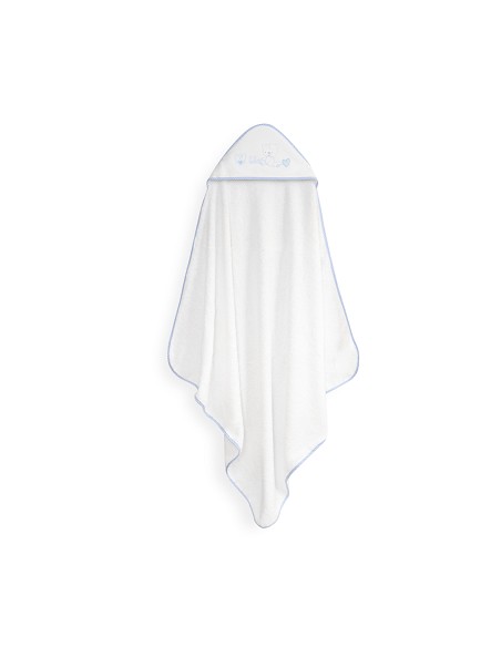 Capa Baño 1X1 Mod Corazones Bebe Osito+Babero Bco/Azul