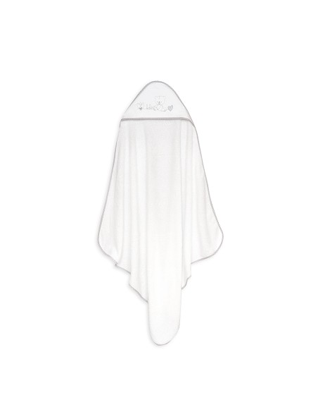 Capa Baño 1X1 Mod Corazones Bebe Osito+Babero Bco/Gris