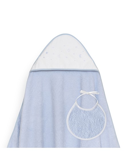 Capa Baño 1X1 Mod Estrellas Lunas Bodoques+Babero Azul